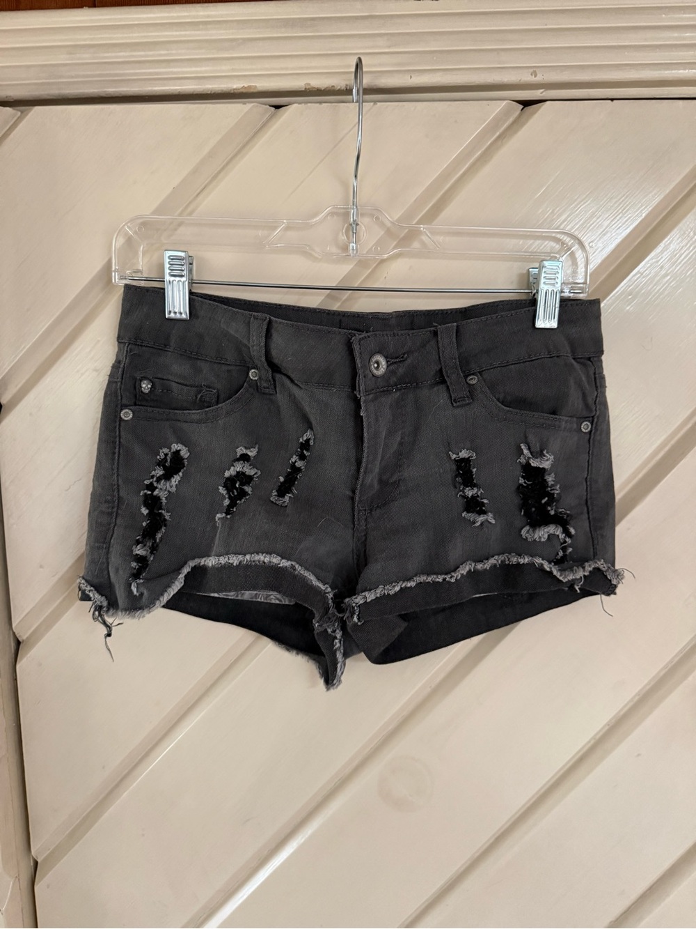 Lovesick Black Distressed Denim Jean Shorts